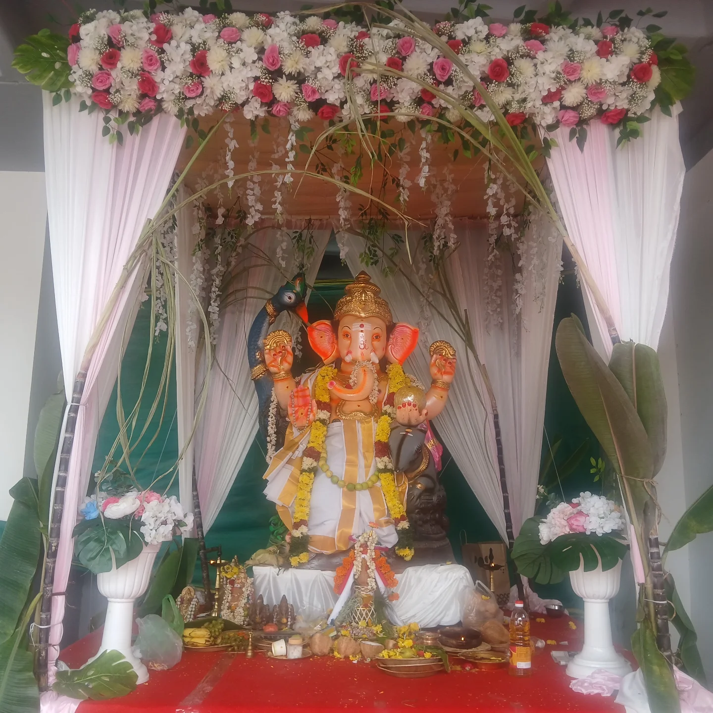 Festive floral Ganesha decoration